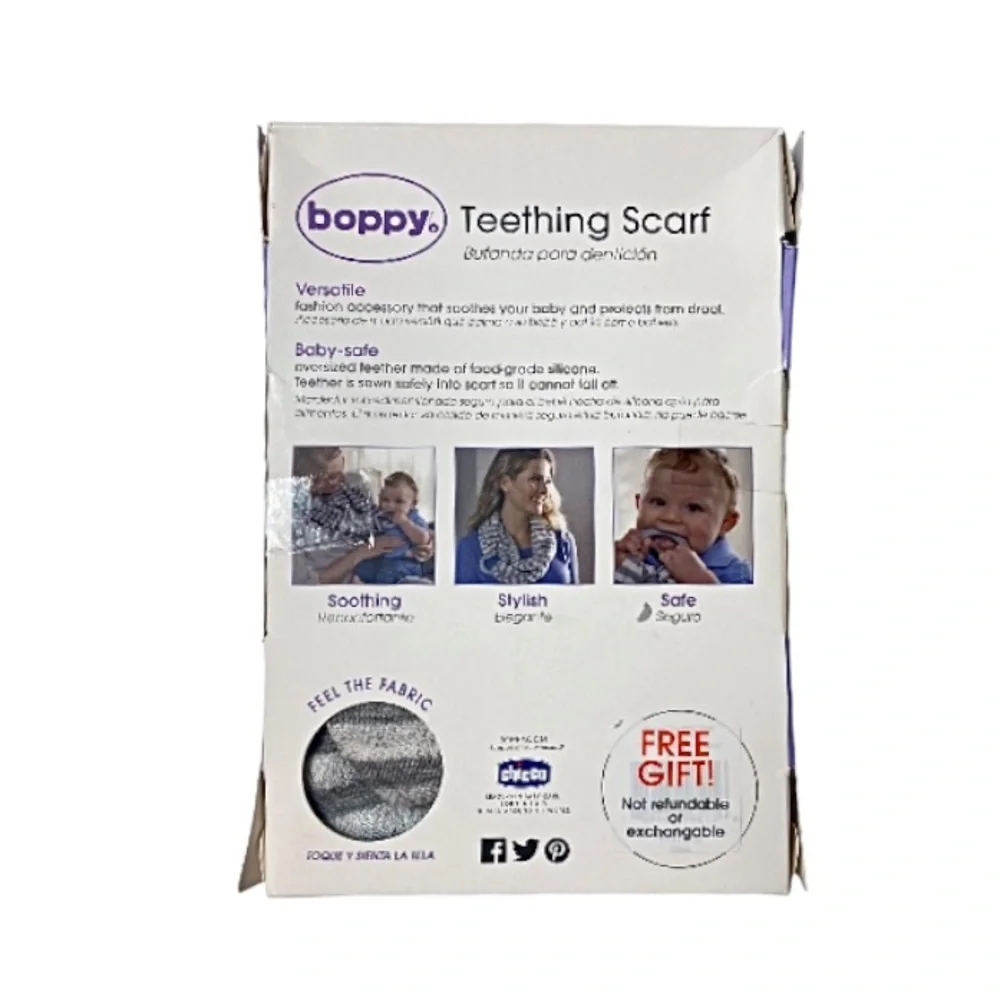 New In Box Boppy Gray & White Infinity Teething Scarf - Picture 3 of 13